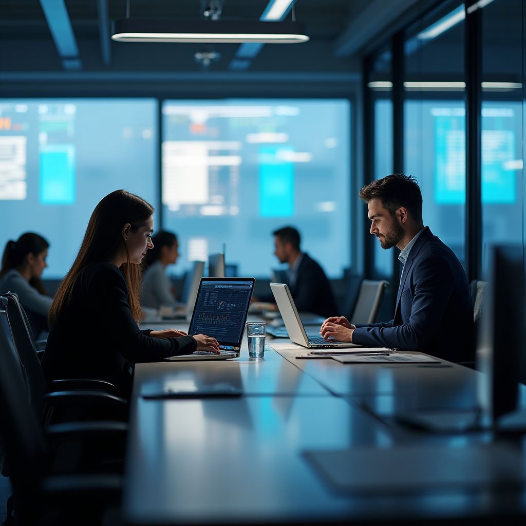 Equipo de BancoCompara en la oficina moderna
